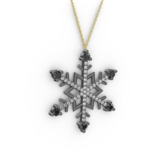 Siyah zirkon ve pırlanta 925 ayar siyah rodyum kaplama gümüş kolye (0.473 karat, 40 cm altın rolo zincir)