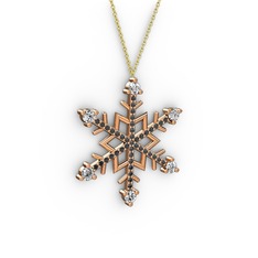 Aloin Kar Tanesi Kolye - Swarovski ve siyah zirkon 925 ayar rose altın kaplama gümüş kolye (40 cm gümüş rolo zincir) #14gnz48