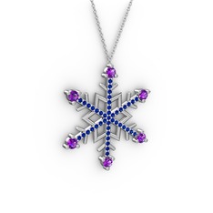 Aloin Kar Tanesi Kolye - Ametist ve lab safir 925 ayar gümüş kolye (40 cm gümüş rolo zincir) #14mx3cn