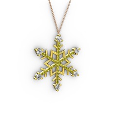 Pırlanta ve peridot 18 ayar altın kolye (0.66 karat, 40 cm rose altın rolo zincir)
