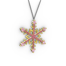 Aloin Kar Tanesi Kolye - Pembe kuvars ve rodolit garnet 8 ayar altın kolye (40 cm gümüş rolo zincir) #15ebj45