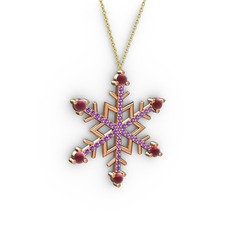 Aloin Kar Tanesi Kolye - Kök yakut ve ametist 18 ayar rose altın kolye (40 cm gümüş rolo zincir) #15om510