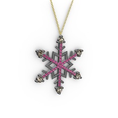 Aloin Kar Tanesi Kolye - Dumanlı kuvars ve rodolit garnet 925 ayar siyah rodyum kaplama gümüş kolye (40 cm altın rolo zincir) #162vbs6