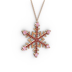 Aloin Kar Tanesi Kolye - Pembe kuvars ve garnet 925 ayar rose altın kaplama gümüş kolye (40 cm rose altın rolo zincir) #16czps5