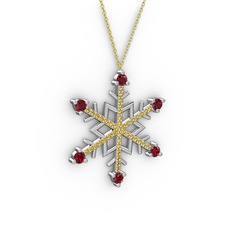 Aloin Kar Tanesi Kolye - Garnet ve sitrin 8 ayar beyaz altın kolye (40 cm altın rolo zincir) #16qv4eg