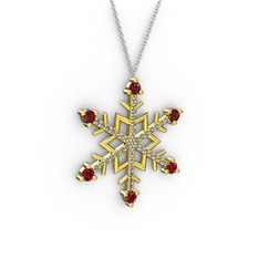 Garnet ve dumanlı kuvars 8 ayar altın kolye (40 cm beyaz altın rolo zincir)