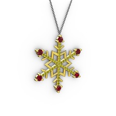 Garnet ve peridot 14 ayar altın kolye (40 cm gümüş rolo zincir)