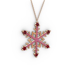 Aloin Kar Tanesi Kolye - Garnet ve rodolit garnet 925 ayar rose altın kaplama gümüş kolye (40 cm rose altın rolo zincir) #18v7gx5