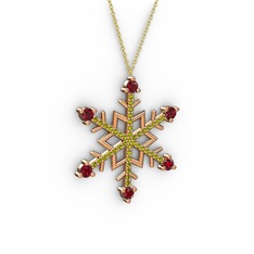 Aloin Kar Tanesi Kolye - Garnet ve peridot 14 ayar rose altın kolye (40 cm altın rolo zincir) #194we4q