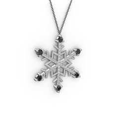Aloin Kar Tanesi Kolye - Siyah zirkon ve pırlanta 925 ayar gümüş kolye (0.473 karat, 40 cm gümüş rolo zincir) #19gr318