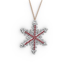 Aloin Kar Tanesi Kolye - Swarovski ve garnet 925 ayar gümüş kolye (40 cm rose altın rolo zincir) #1axls1o