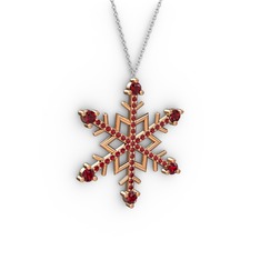 Aloin Kar Tanesi Kolye - Garnet 8 ayar rose altın kolye (40 cm beyaz altın rolo zincir) #1bkujs9