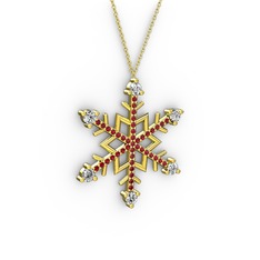 Aloin Kar Tanesi Kolye - Pırlanta ve garnet 8 ayar altın kolye (0.66 karat, 40 cm altın rolo zincir) #1c6ht1j