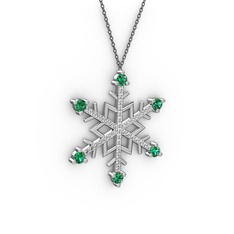 Aloin Kar Tanesi Kolye - Yeşil kuvars ve swarovski 8 ayar beyaz altın kolye (40 cm gümüş rolo zincir) #1cn7xf7