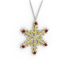 Aloin Kar Tanesi Kolye - Kök yakut ve swarovski 925 ayar altın kaplama gümüş kolye (40 cm beyaz altın rolo zincir) #1d5reb8