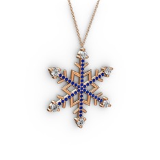 Aloin Kar Tanesi Kolye - Pırlanta ve lab safir 8 ayar rose altın kolye (0.66 karat, 40 cm rose altın rolo zincir) #1epsrph