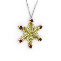 Aloin Kar Tanesi Kolye - Garnet ve peridot 14 ayar altın kolye (40 cm gümüş rolo zincir) #1evew5m