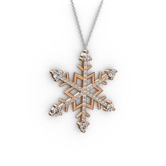 Aloin Kar Tanesi Kolye - Beyaz zirkon ve swarovski 14 ayar rose altın kolye (40 cm beyaz altın rolo zincir) #1fj3tb3