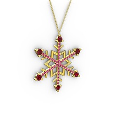 Aloin Kar Tanesi Kolye - Garnet ve rodolit garnet 925 ayar altın kaplama gümüş kolye (40 cm gümüş rolo zincir) #1iijwky