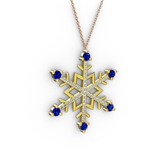 Aloin Kar Tanesi Kolye - Lab safir ve swarovski 925 ayar altın kaplama gümüş kolye (40 cm gümüş rolo zincir) #1immvx0