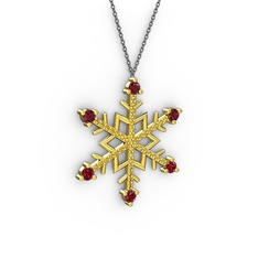 Garnet ve sitrin 18 ayar altın kolye (40 cm gümüş rolo zincir)