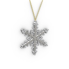 Aloin Kar Tanesi Kolye - Swarovski ve dumanlı kuvars 14 ayar beyaz altın kolye (40 cm gümüş rolo zincir) #1kvc6y5