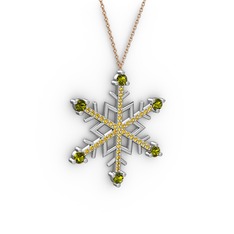Aloin Kar Tanesi Kolye - Peridot ve sitrin 8 ayar beyaz altın kolye (40 cm gümüş rolo zincir) #1lpve4i