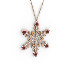 Kök yakut ve swarovski 925 ayar rose altın kaplama gümüş kolye (40 cm rose altın rolo zincir)