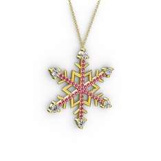 Aloin Kar Tanesi Kolye - Swarovski ve rodolit garnet 18 ayar altın kolye (40 cm altın rolo zincir) #1m8qk5j