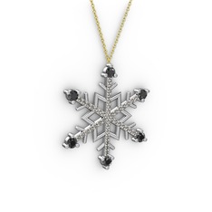 Aloin Kar Tanesi Kolye - Siyah zirkon ve dumanlı kuvars 925 ayar gümüş kolye (40 cm altın rolo zincir) #1n6m7br