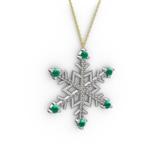 Aloin Kar Tanesi Kolye - Kök zümrüt ve dumanlı kuvars 14 ayar beyaz altın kolye (40 cm altın rolo zincir) #1nithhb