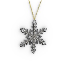 Aloin Kar Tanesi Kolye - Beyaz zirkon ve dumanlı kuvars 925 ayar siyah rodyum kaplama gümüş kolye (40 cm altın rolo zincir) #1nopr24