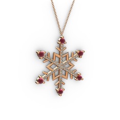 Aloin Kar Tanesi Kolye - Kök yakut ve dumanlı kuvars 925 ayar rose altın kaplama gümüş kolye (40 cm rose altın rolo zincir) #1ocq9mk