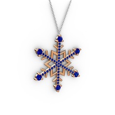 Aloin Kar Tanesi Kolye - Lab safir 14 ayar rose altın kolye (40 cm gümüş rolo zincir) #1ogfddq