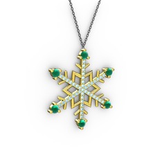 Aloin Kar Tanesi Kolye - Kök zümrüt ve akuamarin 925 ayar altın kaplama gümüş kolye (40 cm gümüş rolo zincir) #1p5ouhk