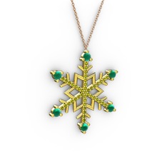 Aloin Kar Tanesi Kolye - Kök zümrüt ve peridot 18 ayar altın kolye (40 cm rose altın rolo zincir) #1pexoxk