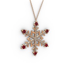 Garnet ve dumanlı kuvars 925 ayar rose altın kaplama gümüş kolye (40 cm gümüş rolo zincir)