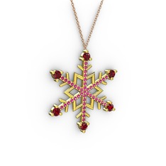Aloin Kar Tanesi Kolye - Garnet ve rodolit garnet 18 ayar altın kolye (40 cm rose altın rolo zincir) #1rsb06c