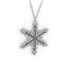 Aloin Kar Tanesi Kolye - Beyaz zirkon ve siyah zirkon 14 ayar beyaz altın kolye (40 cm beyaz altın rolo zincir) #1rwpifx