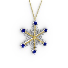 Aloin Kar Tanesi Kolye - Lab safir ve sitrin 14 ayar beyaz altın kolye (40 cm gümüş rolo zincir) #1sx40rx