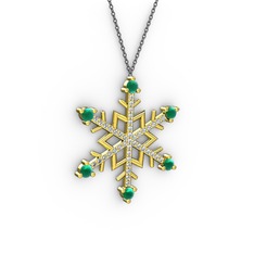 Aloin Kar Tanesi Kolye - Kök zümrüt ve swarovski 14 ayar altın kolye (40 cm gümüş rolo zincir) #1t6hmh8