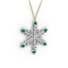 Aloin Kar Tanesi Kolye - Kök zümrüt ve swarovski 8 ayar beyaz altın kolye (40 cm altın rolo zincir) #1tfv2rk