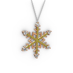 Swarovski ve peridot 18 ayar rose altın kolye (40 cm beyaz altın rolo zincir)