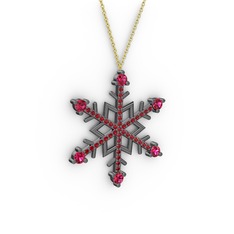 Rodolit garnet ve garnet 925 ayar siyah rodyum kaplama gümüş kolye (40 cm altın rolo zincir)