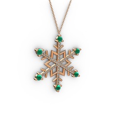 Aloin Kar Tanesi Kolye - Kök zümrüt ve dumanlı kuvars 18 ayar rose altın kolye (40 cm rose altın rolo zincir) #1ue6rbe