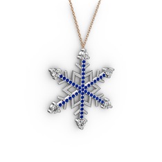 Aloin Kar Tanesi Kolye - Swarovski ve lab safir 925 ayar gümüş kolye (40 cm rose altın rolo zincir) #1ujs906