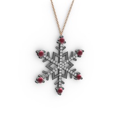 Aloin Kar Tanesi Kolye - Kök yakut ve pırlanta 925 ayar siyah rodyum kaplama gümüş kolye (0.473 karat, 40 cm gümüş rolo zincir) #1v4102x