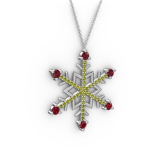 Aloin Kar Tanesi Kolye - Garnet ve peridot 925 ayar gümüş kolye (40 cm gümüş rolo zincir) #1vt1541