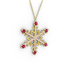 Rodolit garnet ve pembe kuvars 14 ayar altın kolye (40 cm altın rolo zincir)