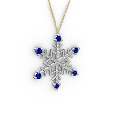 Aloin Kar Tanesi Kolye - Lab safir ve pırlanta 8 ayar beyaz altın kolye (0.473 karat, 40 cm altın rolo zincir) #1wc4qpf